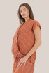 Sleeveless wrap top with crinkle striped and draped front